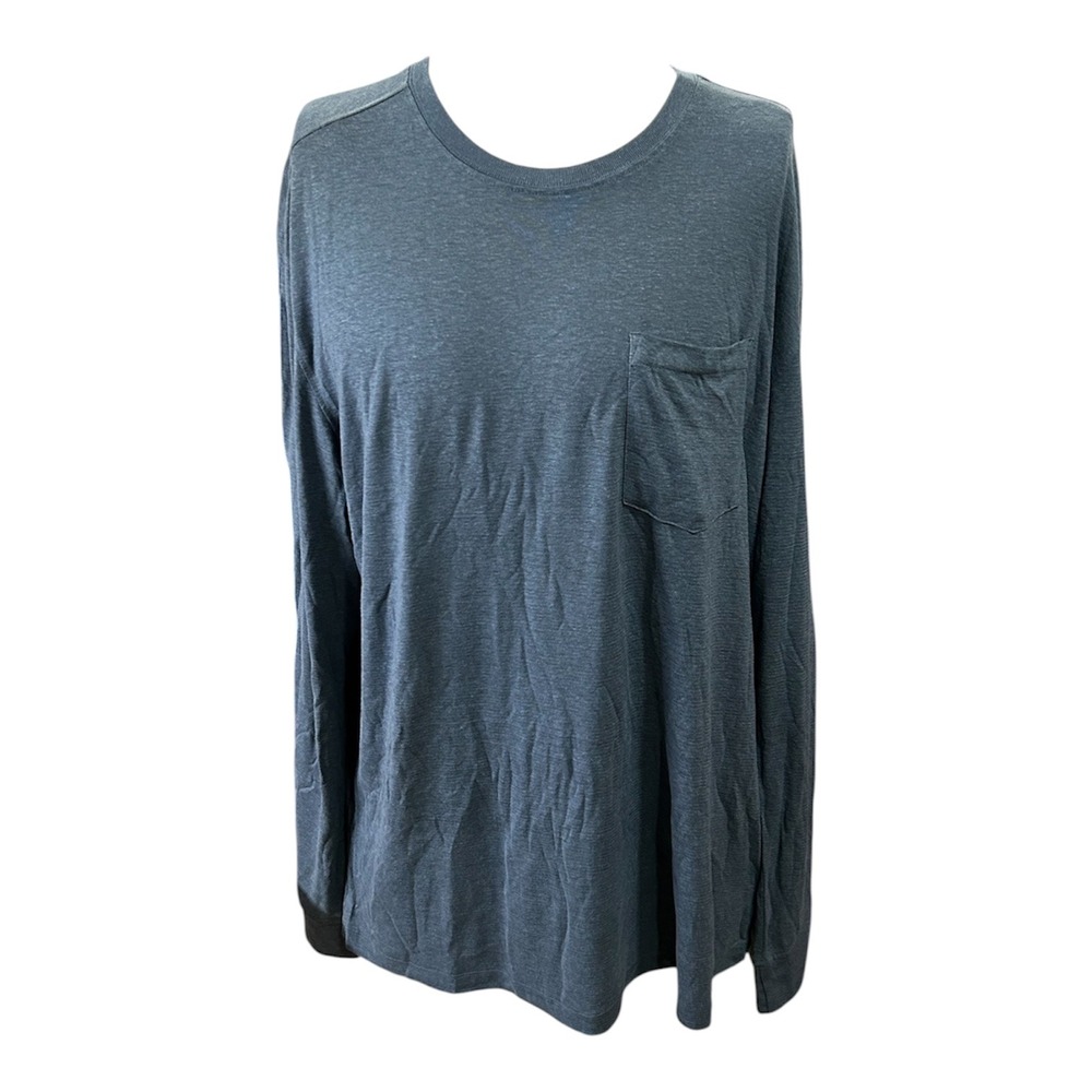 Prana Cardiff Long Sleeve Pocket T-Shirt Mens XXL Slate Blue Heather NWT